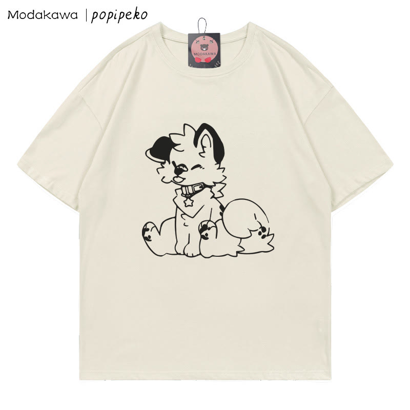 MODAKAWA X popipeko Welpenprint T-Shirt - Beige - 5XL - image 1
