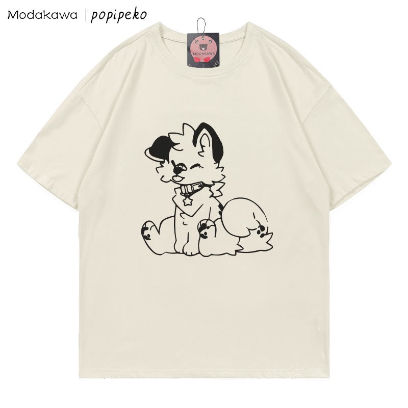 MODAKAWA X popipeko Welpenprint T-Shirt - Beige - 5XL - image 1