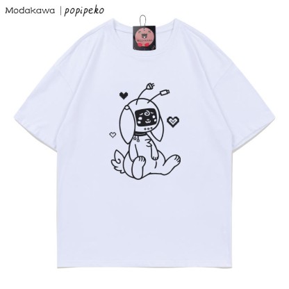 MODAKAWA X popipeko Robot Bunny Print T-Shirt - White - 5XL - image 2