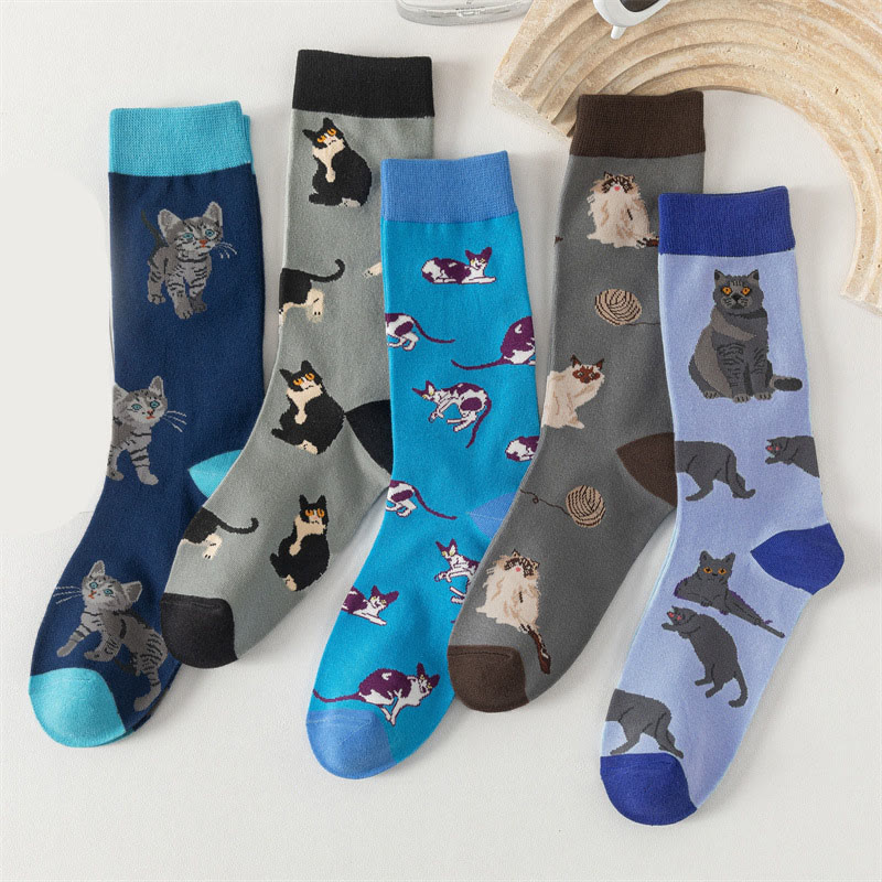 【 Kostenloses Geschenk bei Bestellungen über 80 $】Katzen-Cartoon-Baumwollsocken bis zur Mitte der Wade - Zufälliger Stil - One Size - image 1