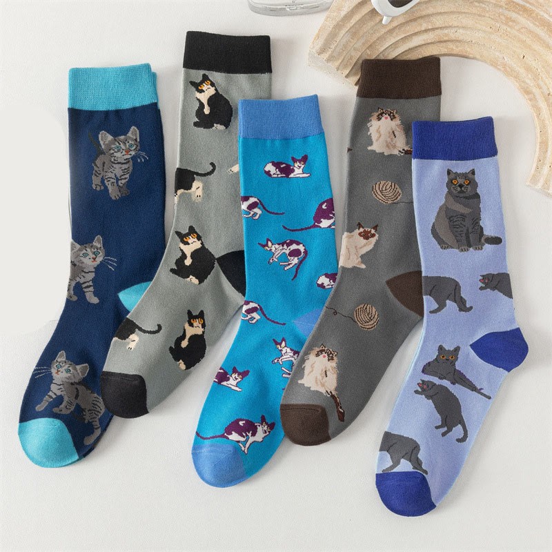 【 Kostenloses Geschenk bei Bestellungen über 80 $】Katzen-Cartoon-Baumwollsocken bis zur Mitte der Wade - Zufälliger Stil - One Size - image 1