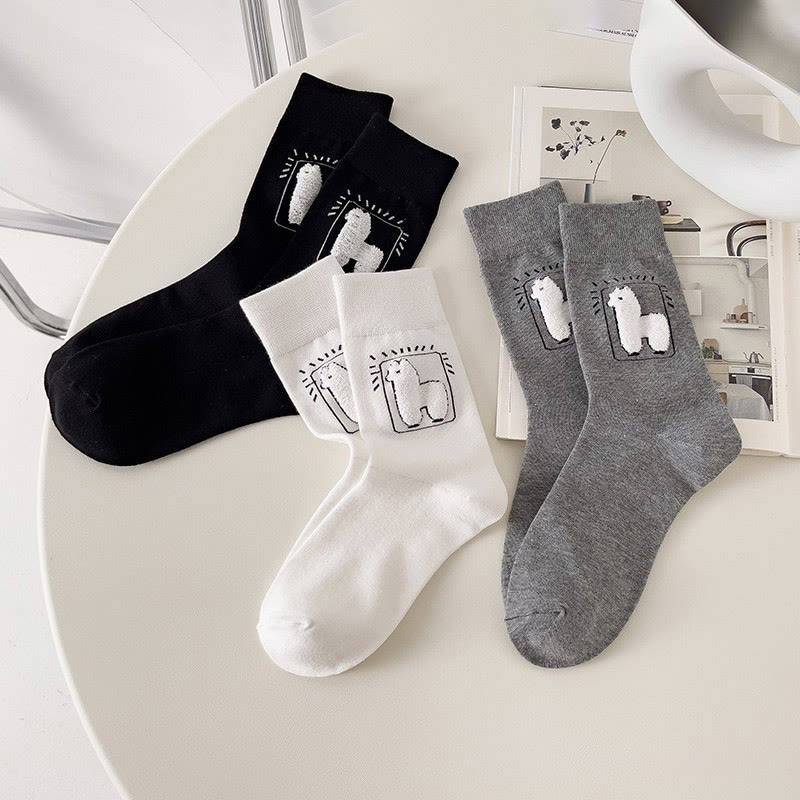 【 Kostenloses Geschenk bei Bestellungen über 80 $】Lamm-Cartoon-Wadensocken - Zufälliger Stil - One Size - image 1