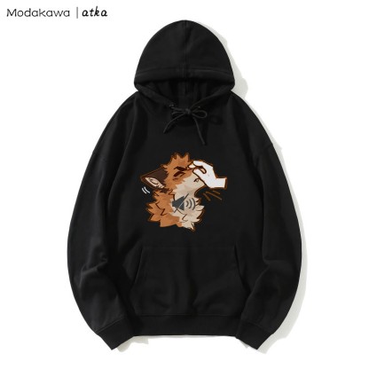 MODAKAWA X atka Lustiger Kapuzenpullover mit „Shhh“-Fuchs-Grafik - Black - 5XL - image 1