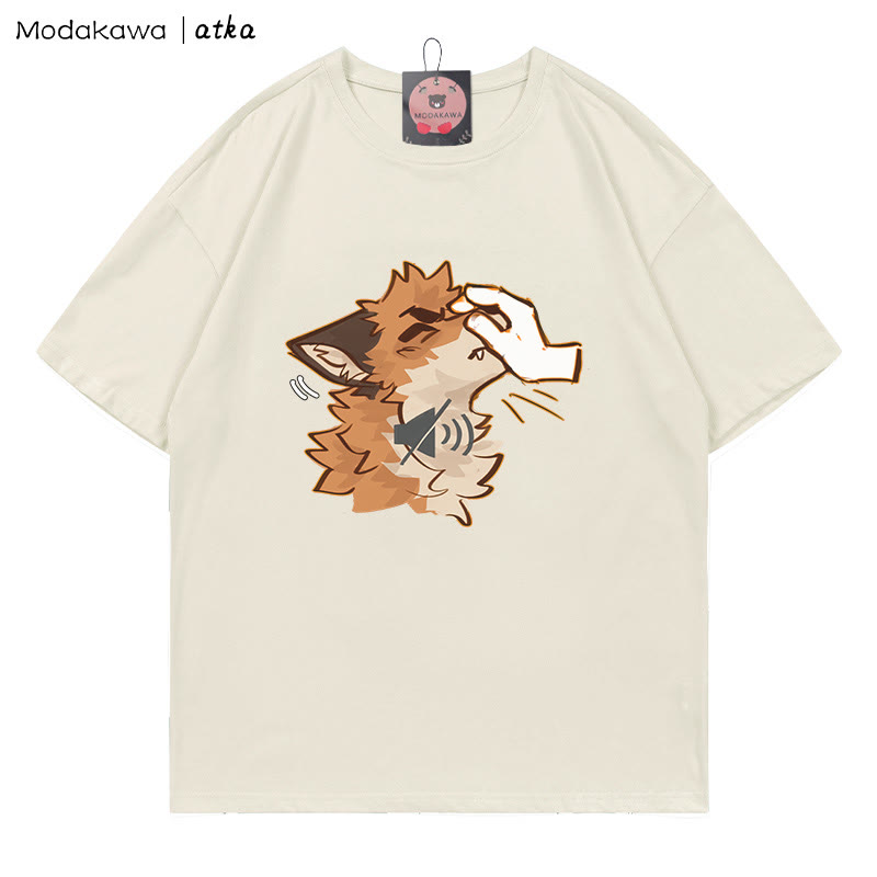 MODAKAWA X atka "Shhh" Fox Graphic T-Shirt - Beige - 5XL - image 1