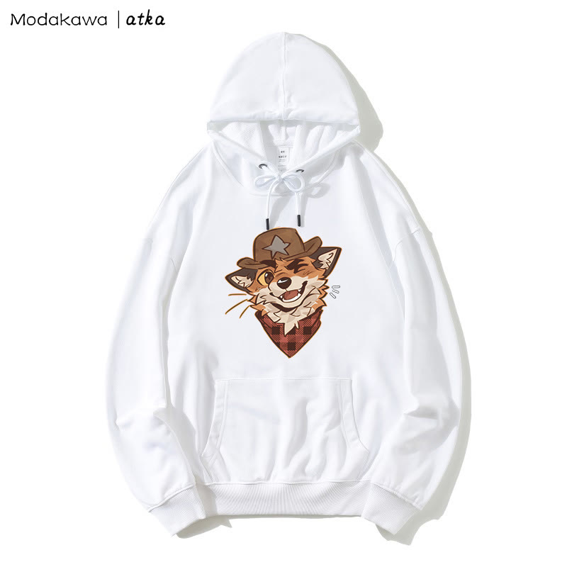 MODAKAWA X atka Cowboy Fox Winking Graphic Hoodie - White - 5XL - image 2