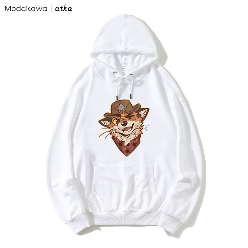 MODAKAWA X atka Cowboy Fox Winking Graphic Hoodie - White - 5XL - image 2