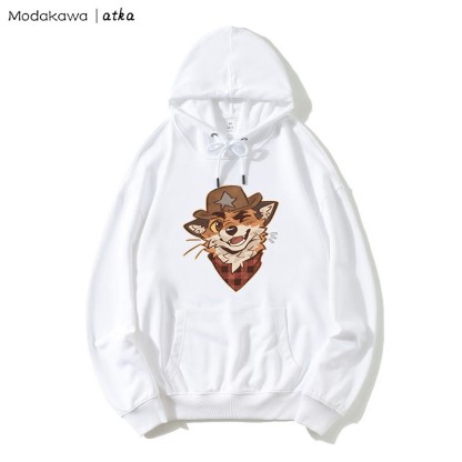 MODAKAWA X atka Cowboy Fox Winking Graphic Hoodie - White - 5XL - image 2
