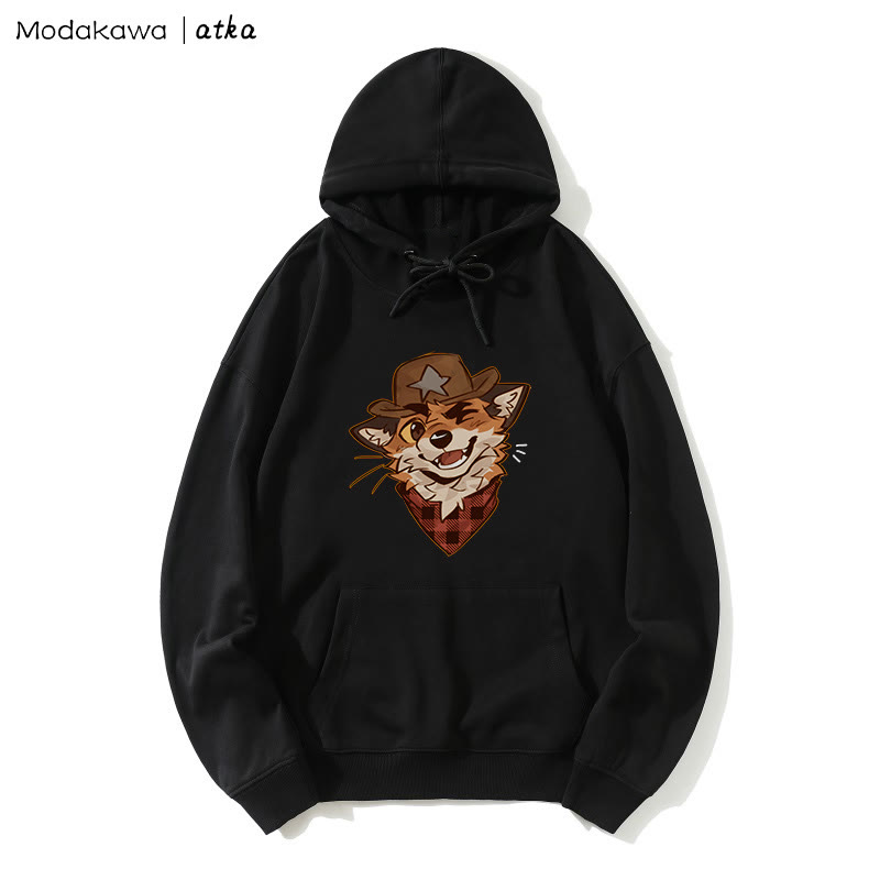 MODAKAWA X atka Cowboy Fox Winking Graphic Hoodie - Black - 5XL - image 1