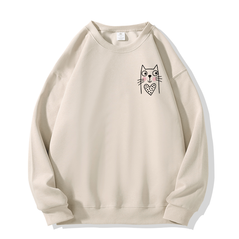 Sweatshirt mit Katzenmotiv und Rundhalsausschnitt - Apricot A - 5XL - image 1