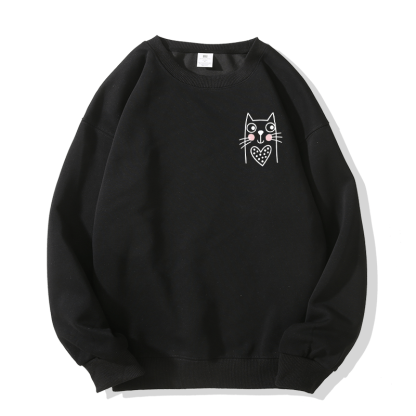 Sweatshirt mit Katzenmotiv und Rundhalsausschnitt - Black - 5XL - image 3