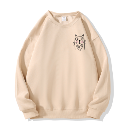 Sweatshirt mit Katzenmotiv und Rundhalsausschnitt - Apricot B - 5XL - image 2