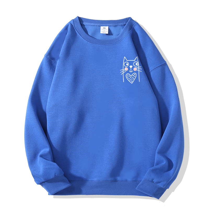 Sweatshirt mit Katzenmotiv und Rundhalsausschnitt - Klein Blue - 5XL - image 8