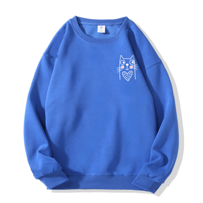 Sweatshirt mit Katzenmotiv und Rundhalsausschnitt - Klein Blue - 5XL - image 8