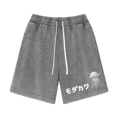 MODAKAWA Vintage Washed Shorts mit Quallen-Print - Grau - 3XL - image 4