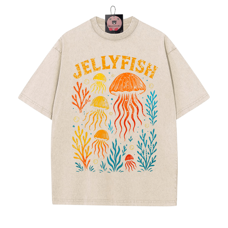 JELLYFISH Vintage gewaschenes T-Shirt - Aprikose - 5XL - image 2