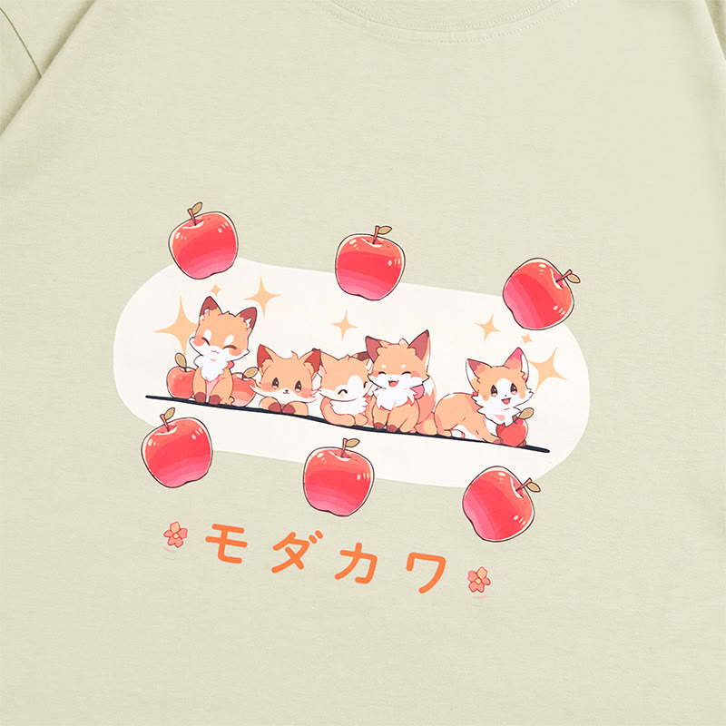 MODAKAWA T-Shirt mit Fuchs-Apfel-Buchstabenprint - image 2