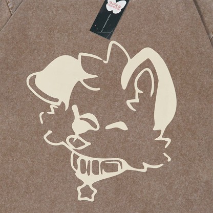 MODAKAWA X popipeko – Verwaschenes T-Shirt mit Welpen-Print - image 2