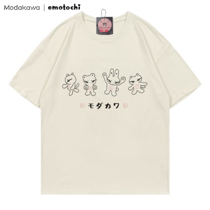 MODAKAWA X emotochi Kitty Print T-Shirt - Beige - 5XL - image 1