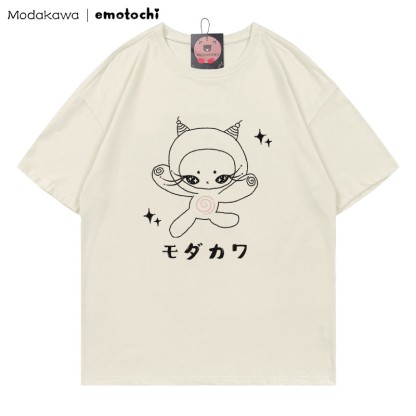 MODAKAWA X emotochi Kitty Star Print T-Shirt - Beige - 5XL - image 1