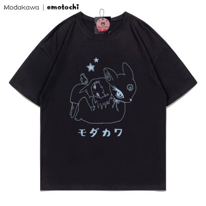 MODAKAWA X emotochi Bunny Girl Print T-Shirt - Black - 5XL - image 3