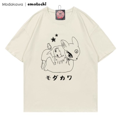 MODAKAWA X emotochi Bunny Girl Print T-Shirt - Beige - 5XL - image 1