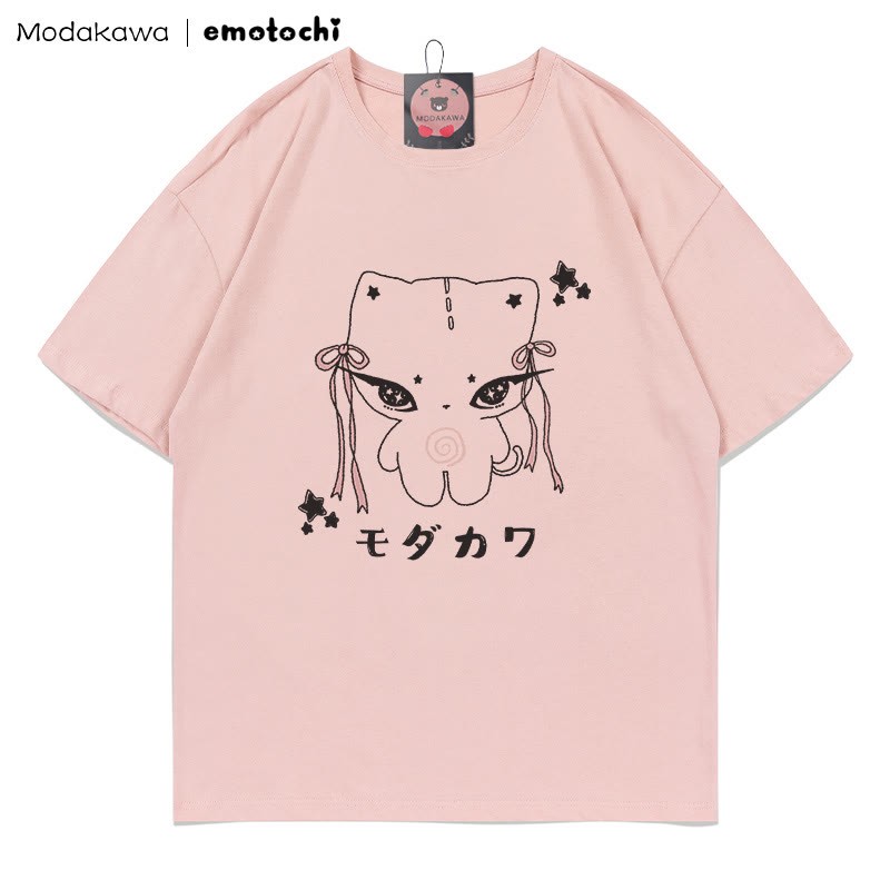 MODAKAWA X emotochi Bow Kitty Print T-Shirt - Pink - 5XL - image 1
