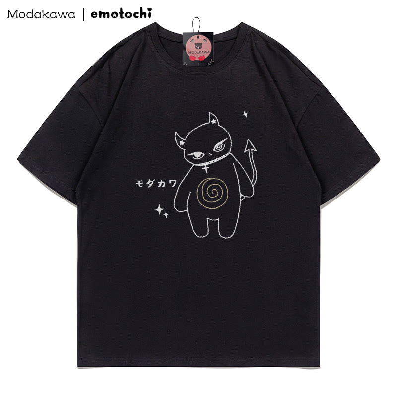 MODAKAWA X emotochi Demon Kitty Print T-Shirt - Black - 5XL - image 3