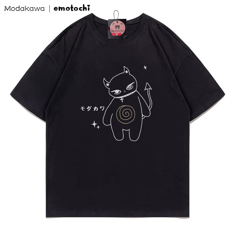 MODAKAWA X emotochi Demon Kitty Print T-Shirt - Black - 5XL - image 3
