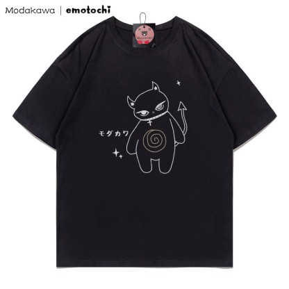 MODAKAWA X emotochi Demon Kitty Print T-Shirt - Black - 5XL - image 3