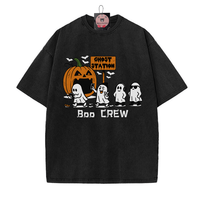BOO CREW – T-Shirt mit Kürbisgeist-Print im Vintage-Look - Schwarz - 5XL - image 2