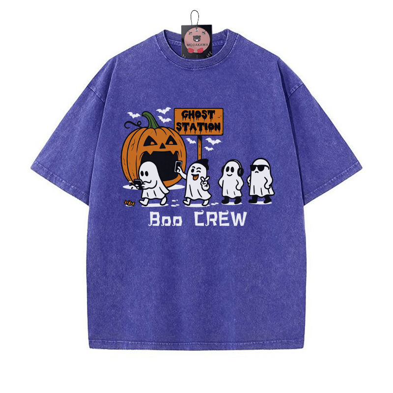 BOO CREW – T-Shirt mit Kürbisgeist-Print im Vintage-Look - Blau - 5XL - image 4