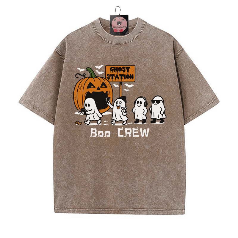 BOO CREW – T-Shirt mit Kürbisgeist-Print im Vintage-Look - Braun - 5XL - image 3