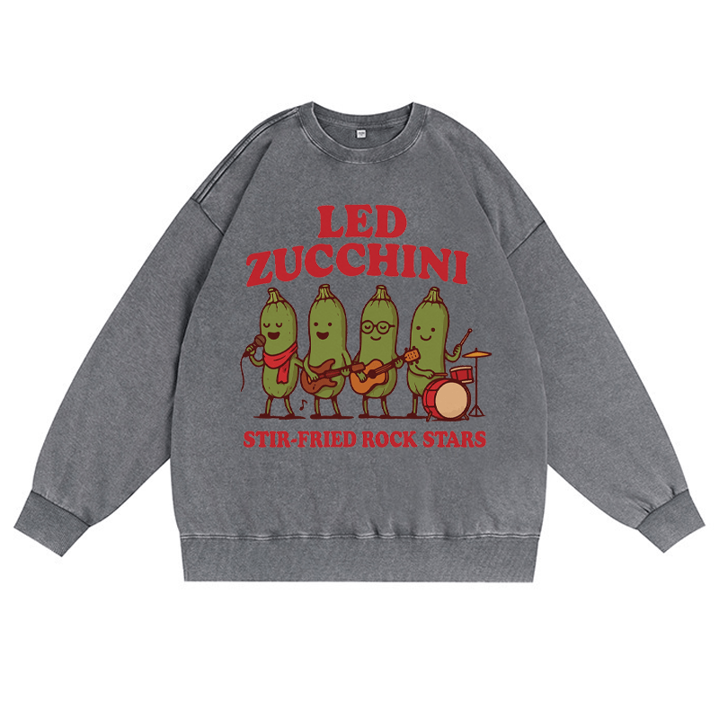 LED ZUCCHINI Unisex Vintage Washed Sweatshirt Band Grafik Crewneck Pullover - Grau - 3XL - image 2