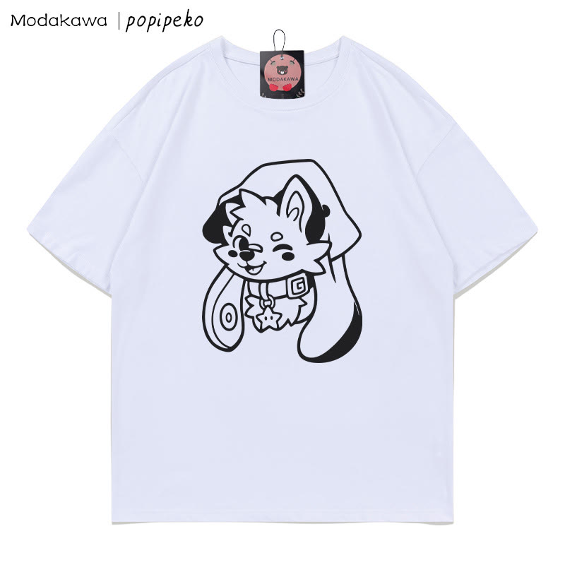 MODAKAWA X popipeko Welpenprint T-Shirt - White - 5XL - image 2