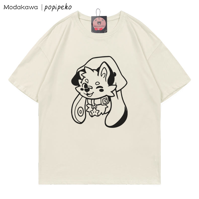 MODAKAWA X popipeko Welpenprint T-Shirt - Beige - 5XL - image 1