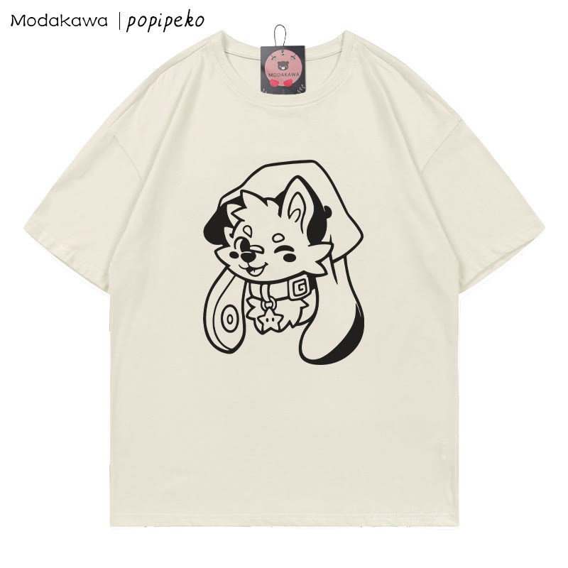 MODAKAWA X popipeko Welpenprint T-Shirt - Beige - 5XL - image 1
