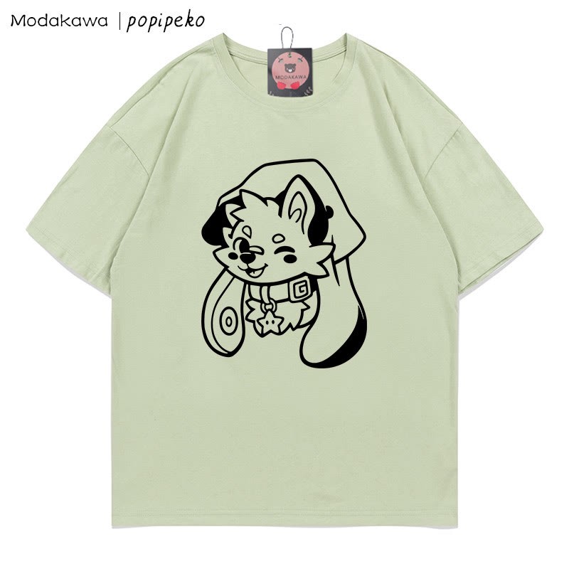MODAKAWA X popipeko Welpenprint T-Shirt - Green - 5XL - image 4