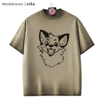 MODAKAWA X atka Fox Grafik Unisex Vintage Washed T-Shirt - Braun - 2XL - image 2