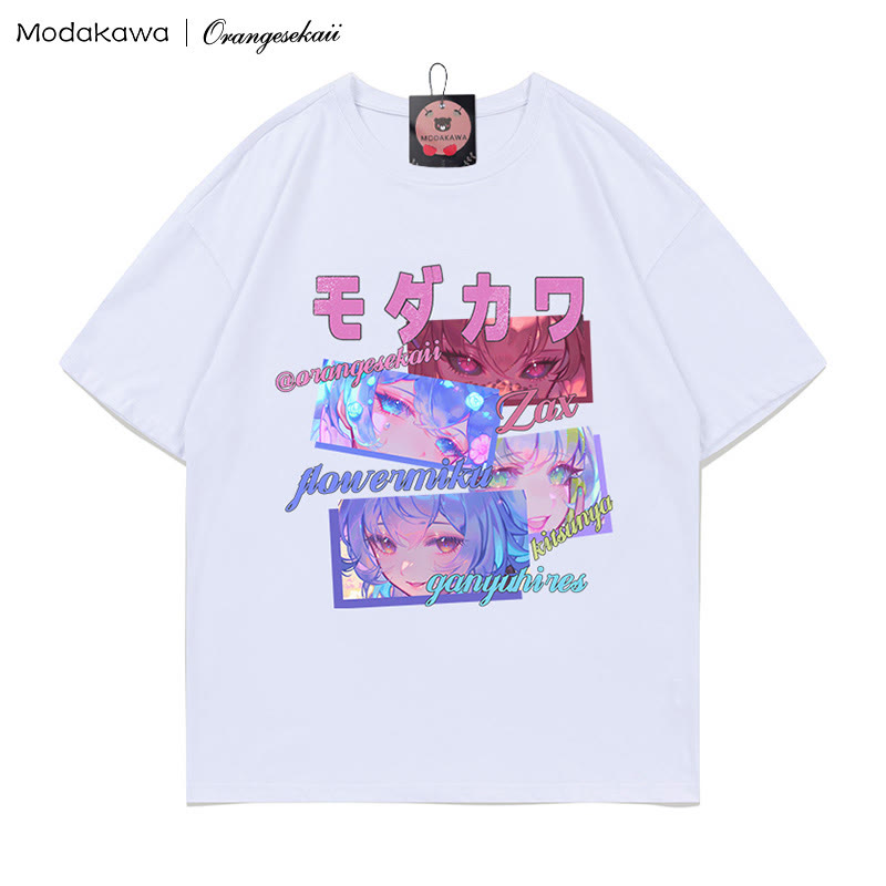 MODAKAWA X orangesekaii Zax Flowermiku Kitsunya Ganyuhires Print T-Shirt - White - 5XL - image 2