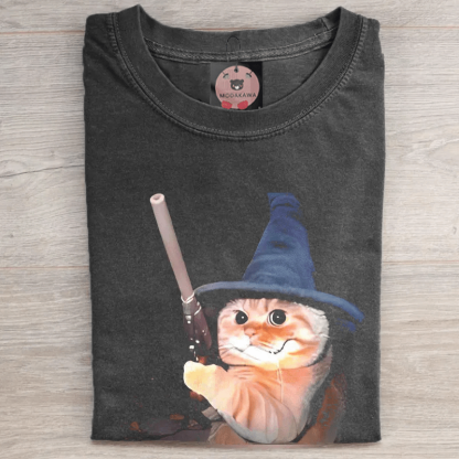 Unisex-T-Shirt mit Jagdkatzenmotiv im Vintage-Stil - Black - 5XL - image 1