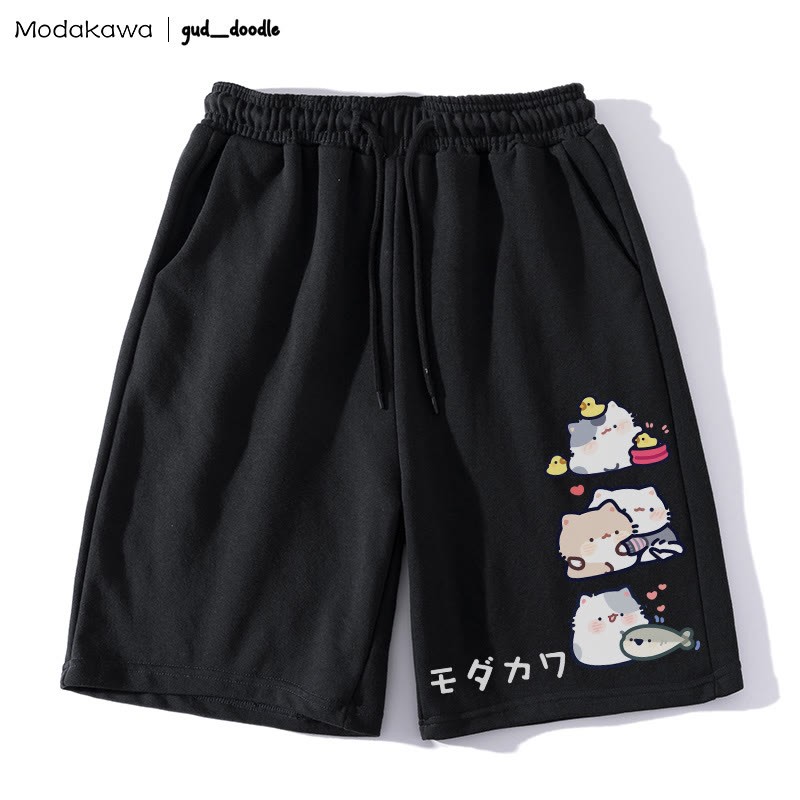 MODAKAWA x gud_doodle Shorts mit Kätzchen-Print - Schwarz - 5XL - image 2
