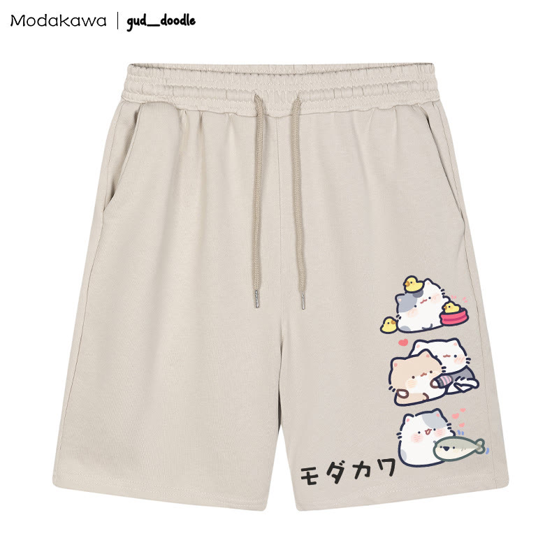 MODAKAWA x gud_doodle Shorts mit Kätzchen-Print - Aprikose - 5XL - image 1