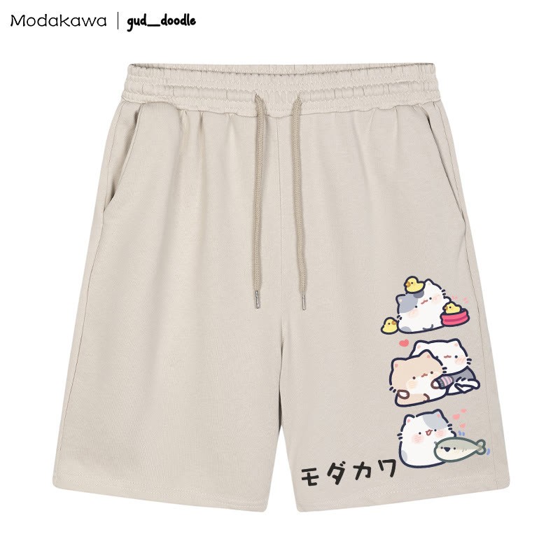 MODAKAWA x gud_doodle Shorts mit Kätzchen-Print - Aprikose - 5XL - image 1
