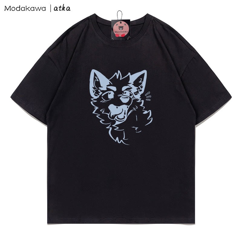 MODAKAWA X atka T-Shirt mit verspieltem Fuchsgesicht-Grafik - Black - 5XL - image 2