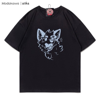 MODAKAWA X atka T-Shirt mit verspieltem Fuchsgesicht-Grafik - Black - 5XL - image 2