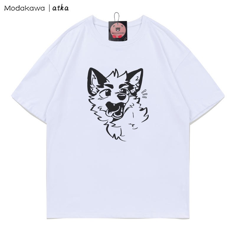MODAKAWA X atka T-Shirt mit verspieltem Fuchsgesicht-Grafik - White - 5XL - image 1