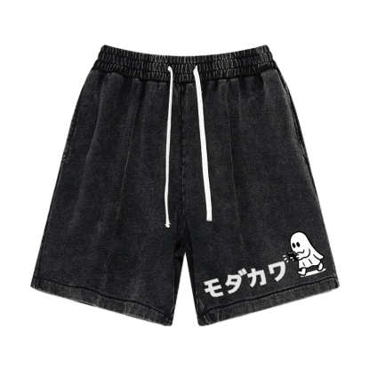 Shorts mit Ghost Texting-Grafik im Vintage-Look - Schwarz - 3XL - image 2