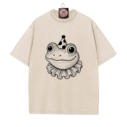 Unisex-T-Shirt mit Frosch-Grafik im Vintage-Look - Aprikose - 5XL - image 6