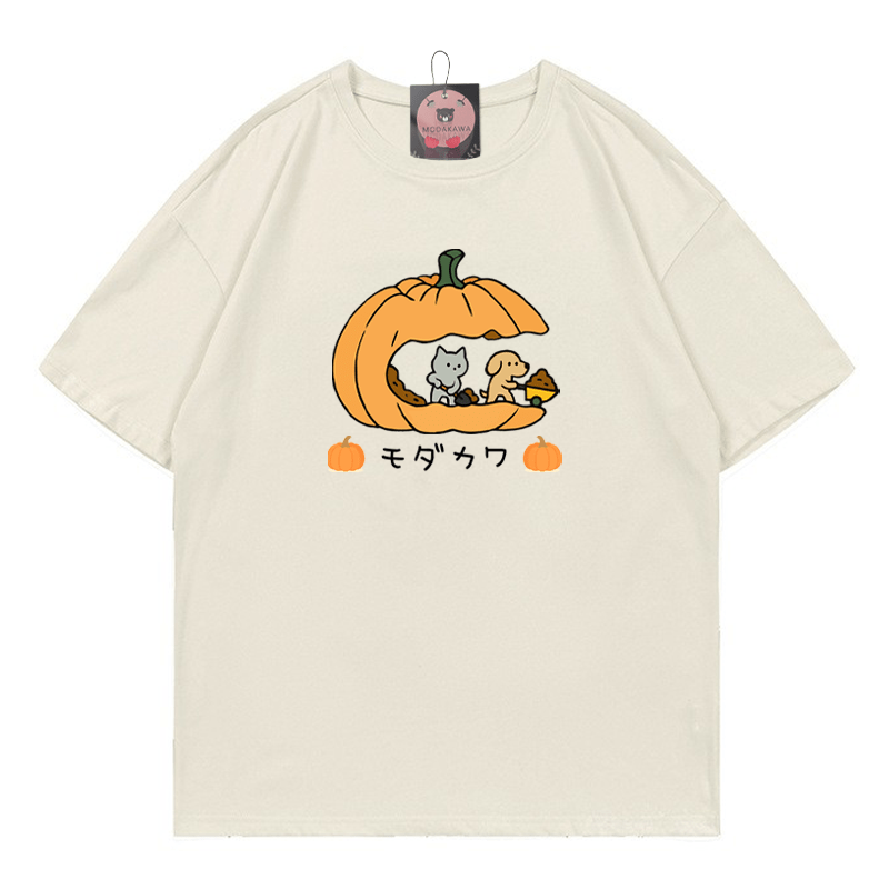 Pfoten Kürbisse Kätzchen Welpe Halloween Grafik T-Shirt - Beige - 5XL - image 3