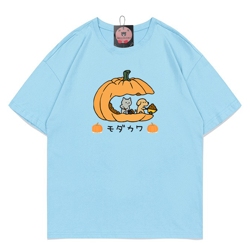 Pfoten Kürbisse Kätzchen Welpe Halloween Grafik T-Shirt - Blue - 5XL - image 10